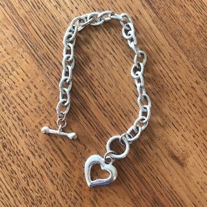 Silver bracelet with heart drop pendant